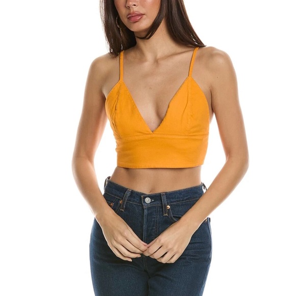 ALICE + OLIVIA Carli Denim Crop Top in Tangerine Size 6 - Picture 15 of 16